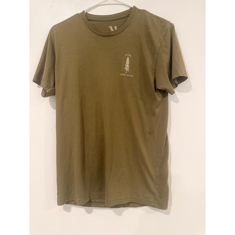 Vuori Mens Rise The Shine Graphic Tee Olive Green Pine Tree T-Shirt Small